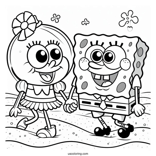 Sandy And SpongeBob Playing Together