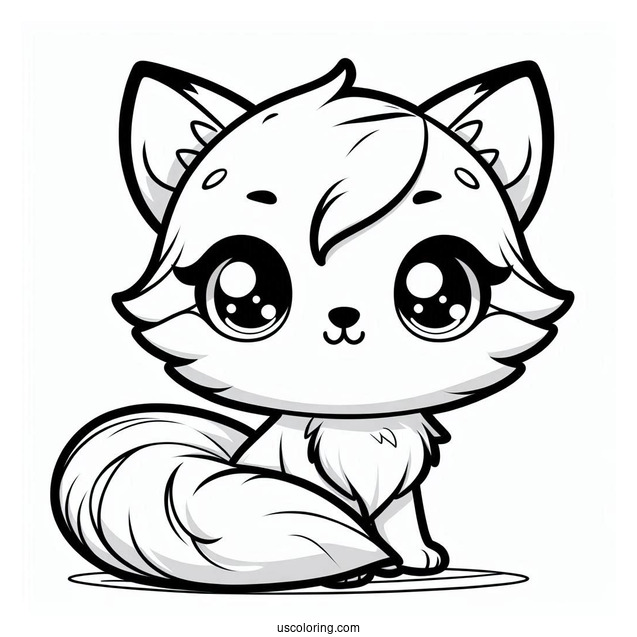 Chibi Fox Coloring Page For Kids