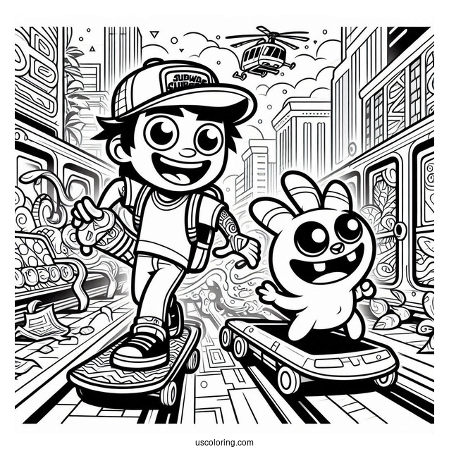 Subway Surfers Coloring Page Jake And Tricky Subway Surfers