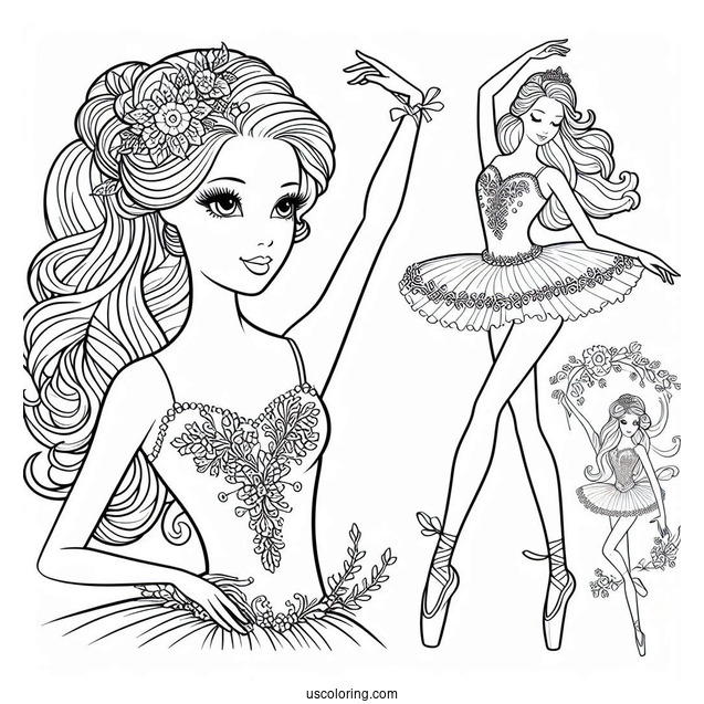 Ballerina Barbie Coloring PAge