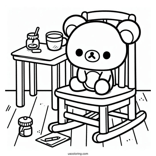 Rilakkuma Coloring Page Of Easy Chairoikoguma Sitting On The Floor Outline Coloring Page For Preschoolers