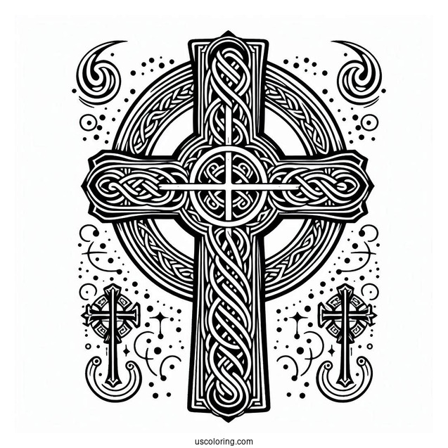 Celtic Cross Coloring Sheet For Kids