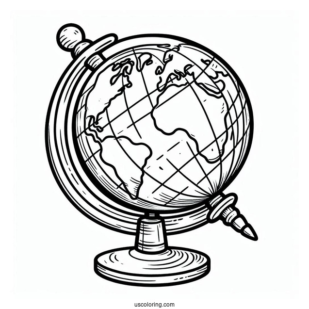 Easy Globe On A Dowel Coloring Page