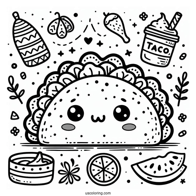 Cute Taco Coloring Page Tuesday For Preschoolers