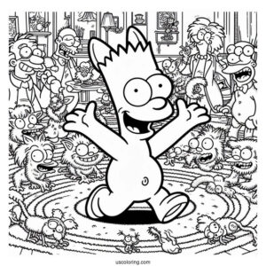 The Itchy And Scratchy Show Coloring Sheet