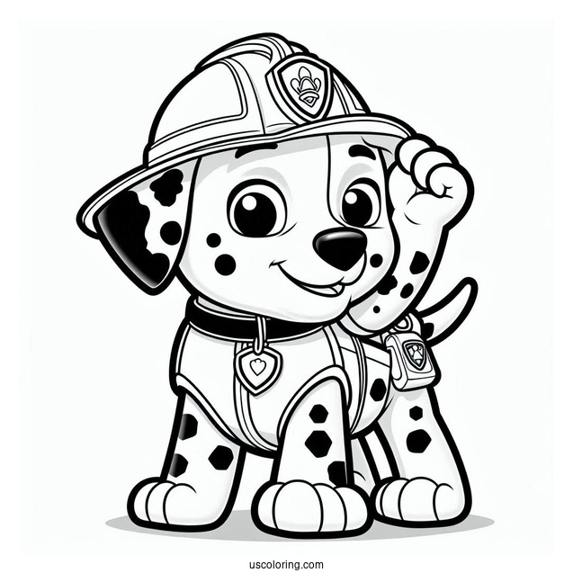 Dalmatian Marshall With Helmet To Color