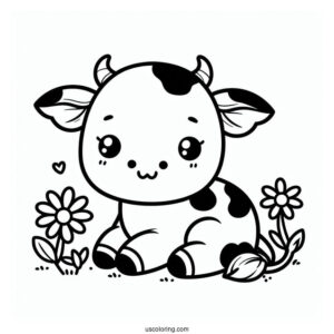 Cute Kawaii Cow Coloring Page
