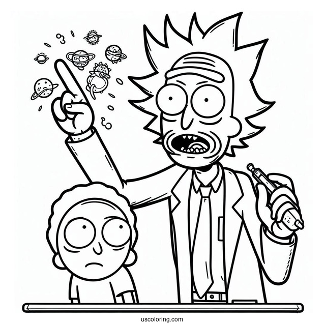 Rick Lecturing Morty Coloring Page