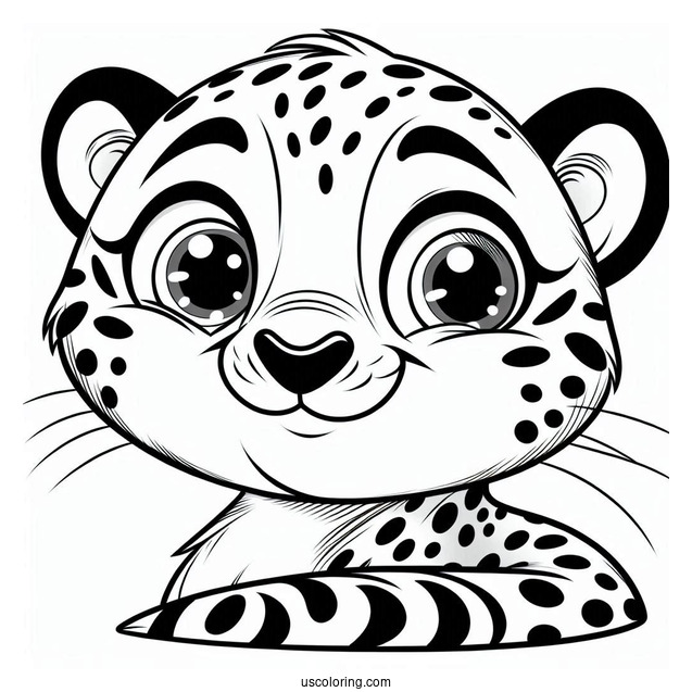 Cartoon Cheetah Coloring Page With Mischievous Grin