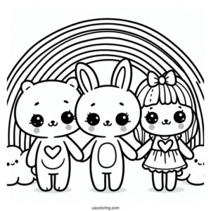 Easy Full Page Rainbow Friends Coloring Page Poster For Kids