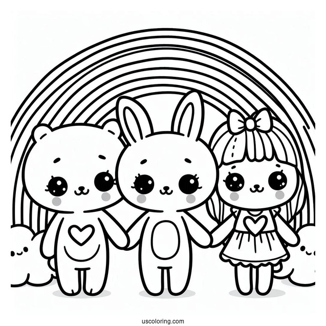 Easy Full Page Rainbow Friends Coloring Page Poster For Kids