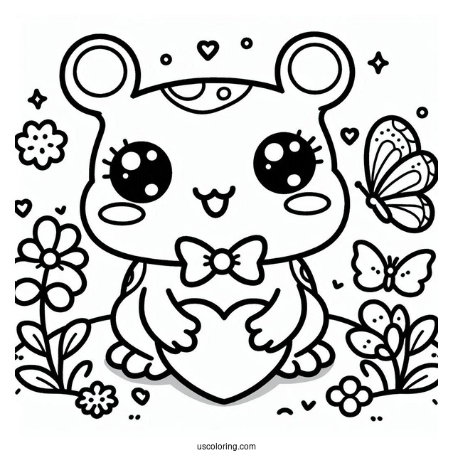 Cute Kawaii Frog Coloring Sheet