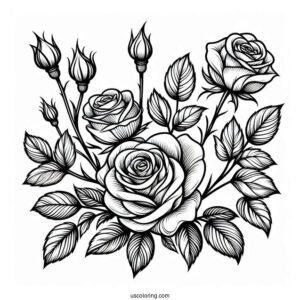 Blooming Roses Coloring Sheet