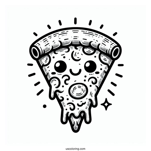 Smiling Pizza Slice With Melted Cheese
