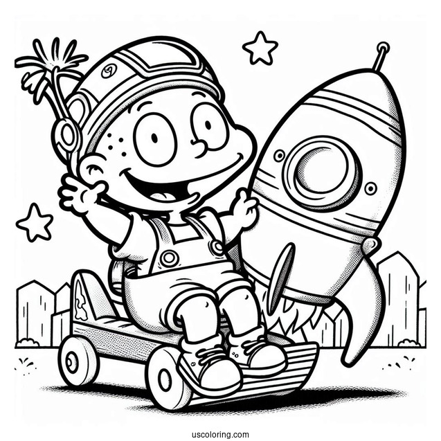 Rugrats Coloring Page Of Tommy Pickles With First In The Air For Preschoolers