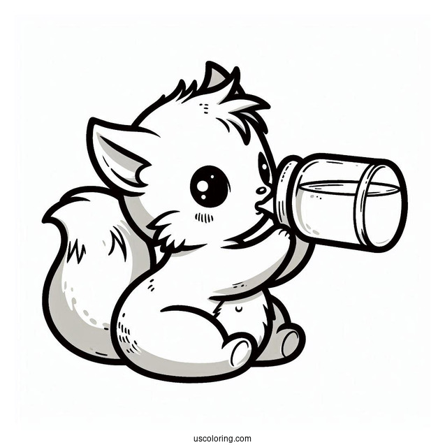 Baby Tails Coloring Page Drinking Milk