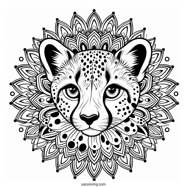 Cheetah Coloring Page Of Mandala