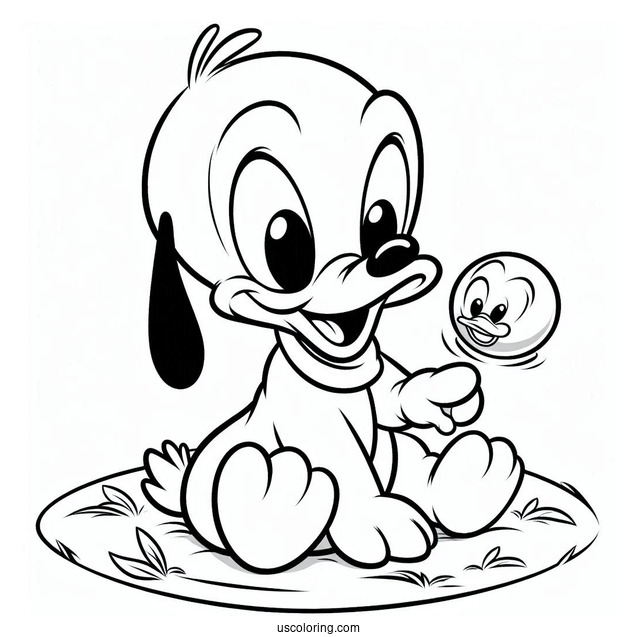 Baby Pluto Coloring Page With Baby Donald Duck