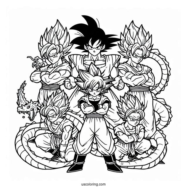 Dragon Ball Z Dragon Team Coloring Page