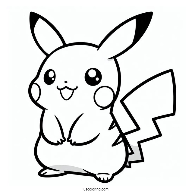 Simple Pikachu Outline For Kids Coloring In