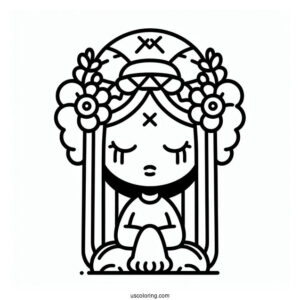 KAWS Coloring Page Companion Outline For Kids