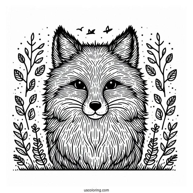 Furry Fox Coloring Page In Forest