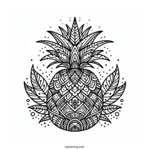 Beautiful Floral Pineapple Coloring Page for Adults