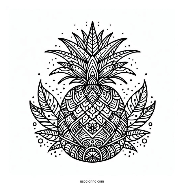 Beautiful Floral Pineapple Coloring Page for Adults