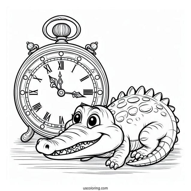 Coloring Sheet Of Tick-Tock the Crocodile