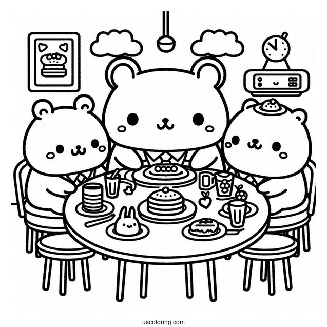Sumikko Gurashi Coloring Page Of Summiko Gurashi Friends In Diner With Minnikos