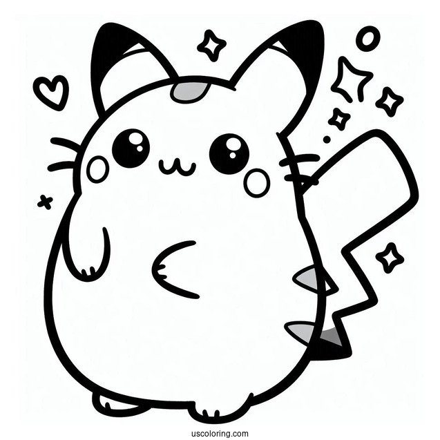 Pikachu Pusheen Pokemon Coloring Page