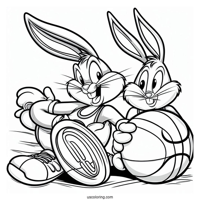Bugs Bunny Dribbling Ball Coloring Page