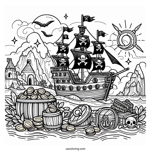 Coloring Page Of Pirates Gold