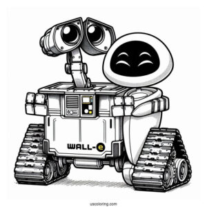 Wall-E And Eve Robot Coloring Page