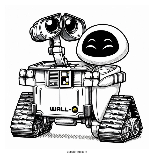 Wall-E And Eve Robot Coloring Page
