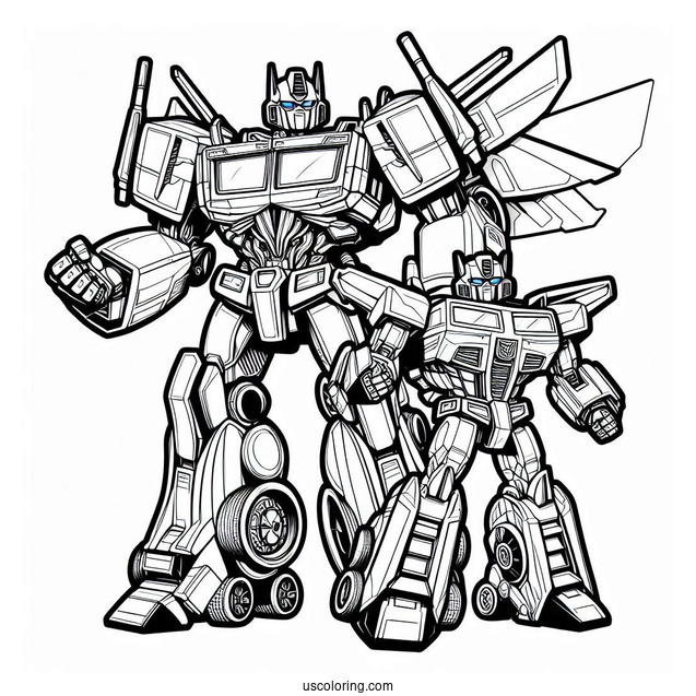 Optimus Prime And Bumblebee Rescue Bots Coloring Page