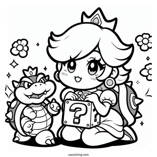 Simple Rosalina Coloring Page And Bowser Holding Question Mark Block