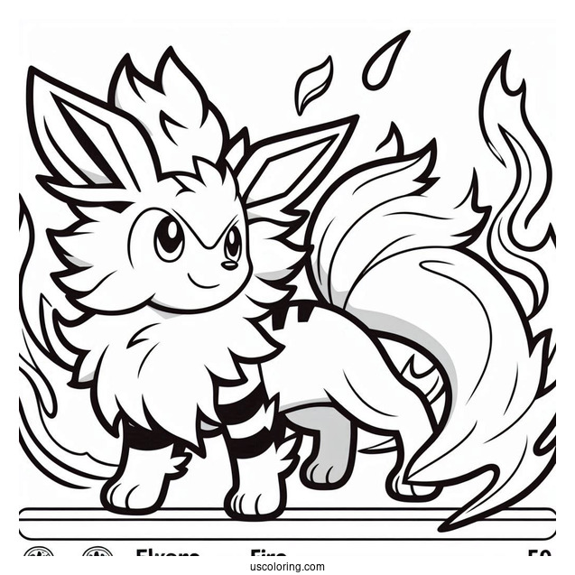 Arcanine Flame Dash Pokemon Card Coloring Page