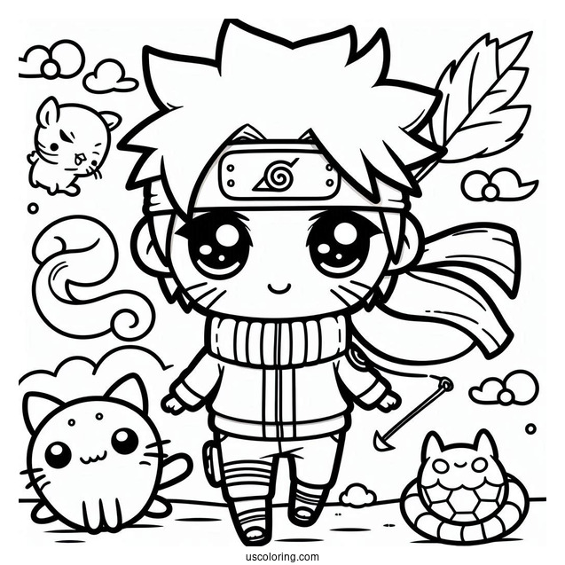 Kawaii Naruto Coloring Page For Preschoolers