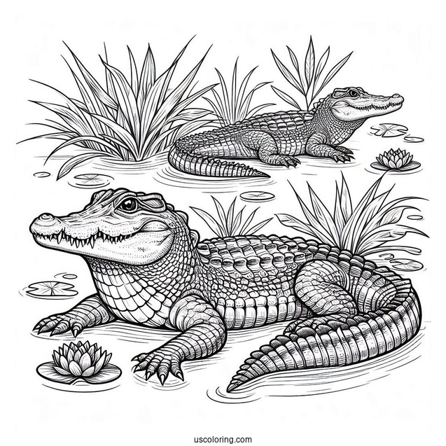 Realistic Coloring Page Of American Crocodile