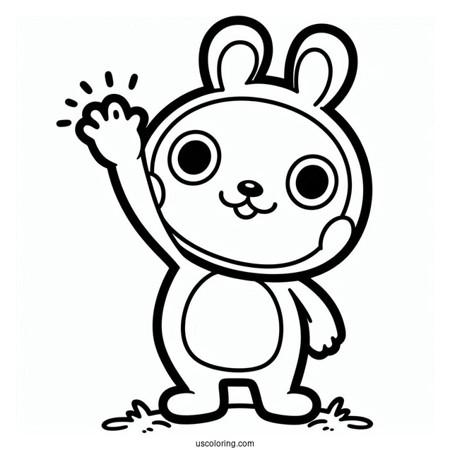 Pororo Coloring Page Of Simple Crong Waving For Preschoolers