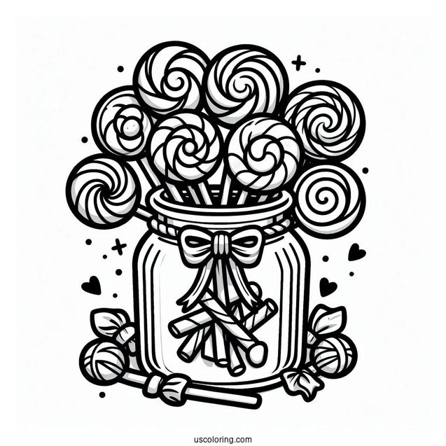 Jar Of Lollipops To Color For Kids