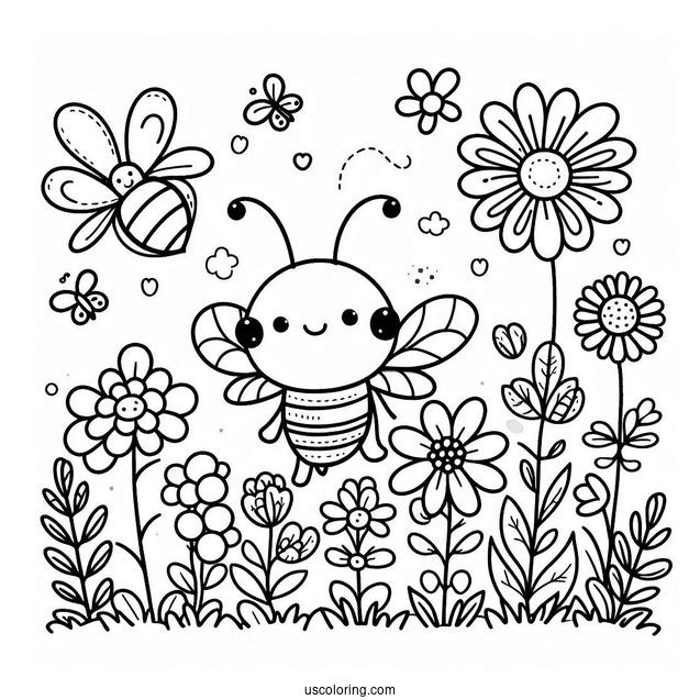 Happy Spring Coloring Page Bee Coloring Page For Preschoolers