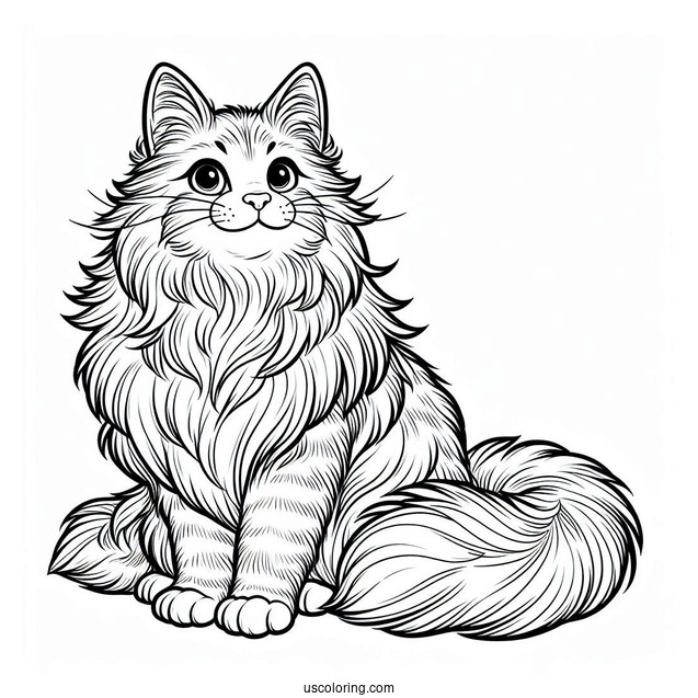 Norwegian Forest Cat Coloring Sheet