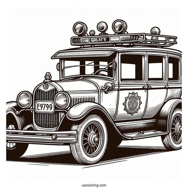 Old Police Car Coloring Sheet