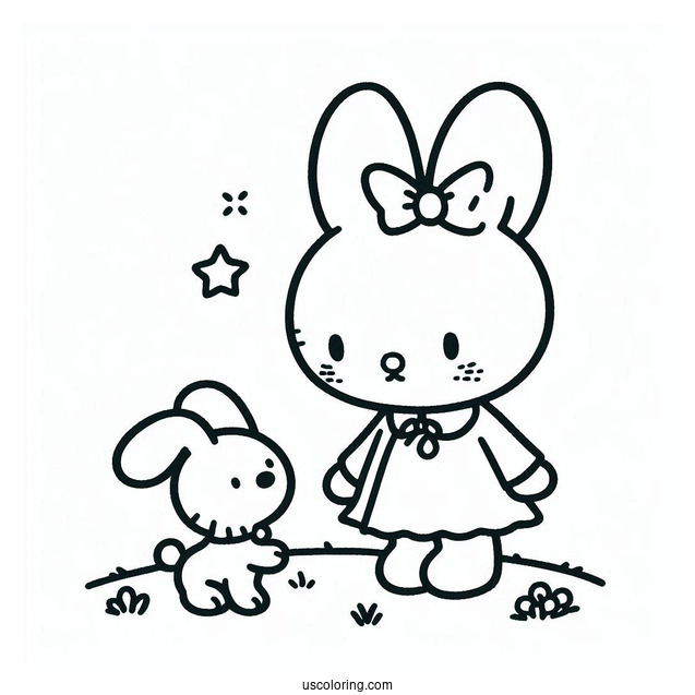 Miffy Coloring Page Playing With Her Dog Snuffy