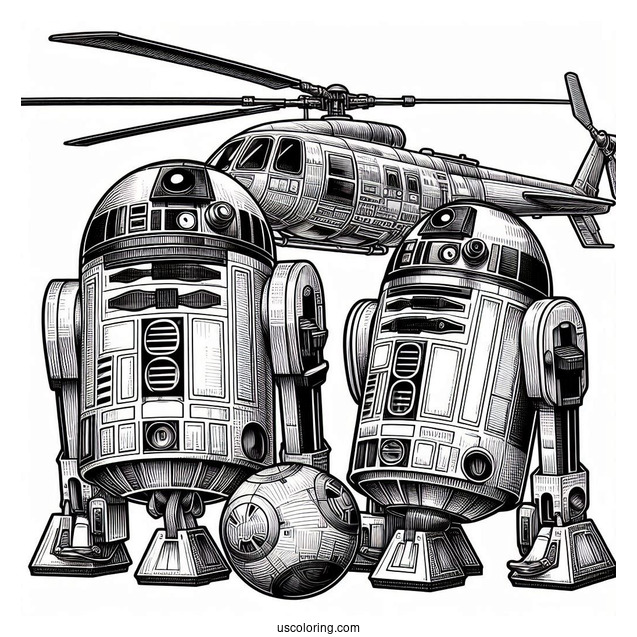 Chopper, BB8, And R2-D2 Coloring Page