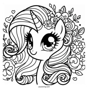 Smiling Rarity Coloring Page For Kids