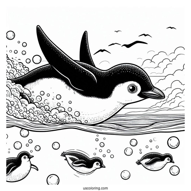 Yellow Eyed Penguins Diving Into Ocean