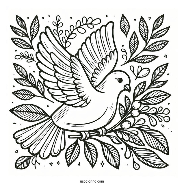 Peace Coloring Page Of Dove Carrying An Olive Branch